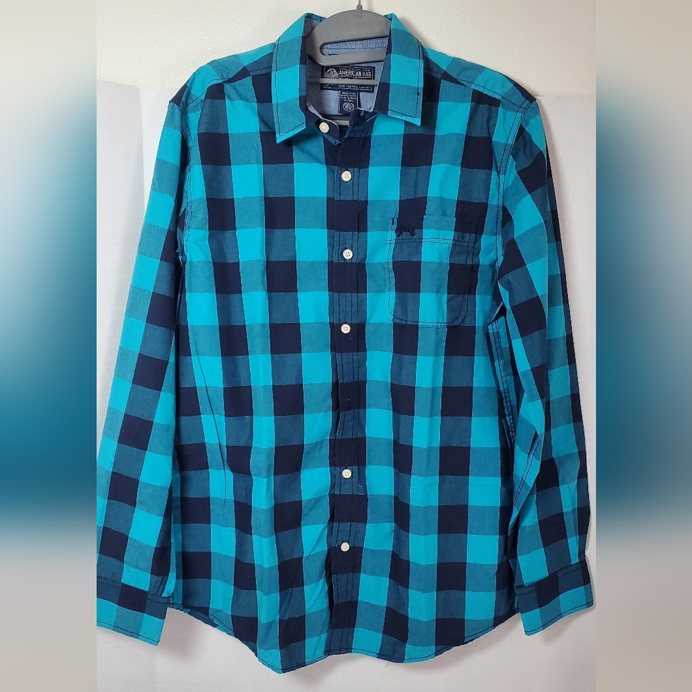 American Rag Teal and Navy Checkered Men's Shirt